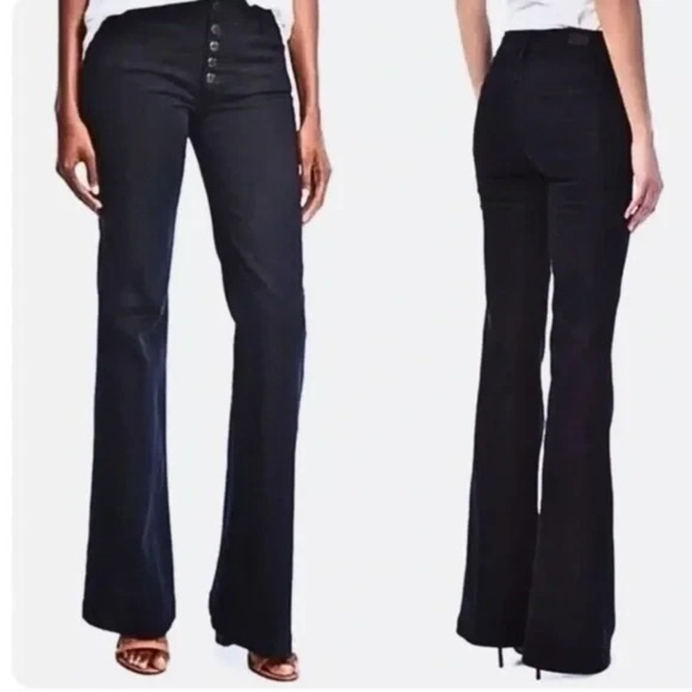 PAIGE Genevieve‎ Modern Mid Rise Flare Jeans in Adelina Women 23 Button Fly NWOT